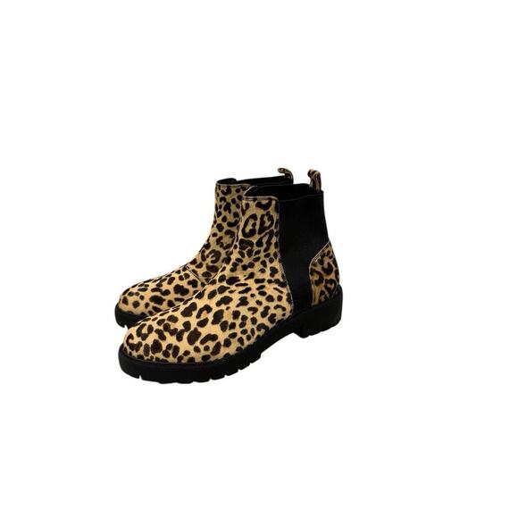 Steve Madden Gliding Leopard Calf Hair Chunky Short Boot Womens Size 9.5 M - Picture 1 of 8